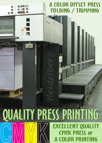 Quality Press Printing in Calgary, choose CMYK Press or 8-color Press