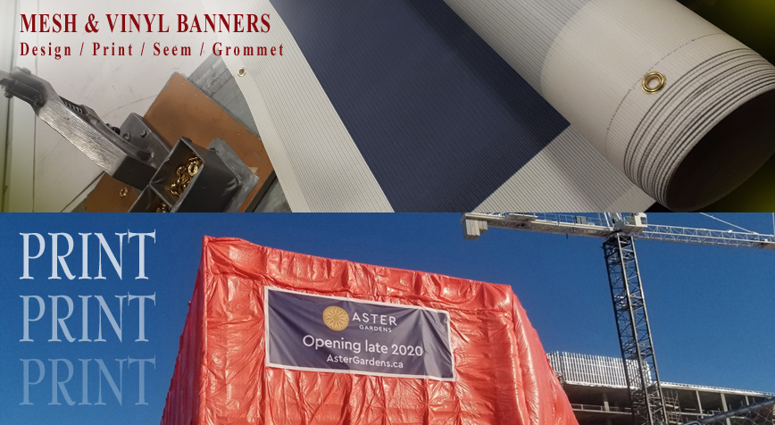 MESH / VINYL BANNERS, DESIGN, PRINT, HEM and GROMMET - Make a statement for your business with a large Banner MESH / VINYL BANNERS, DESIGN, PRINT, HEM and GROMMET - Make a statement for your business with a large Banner