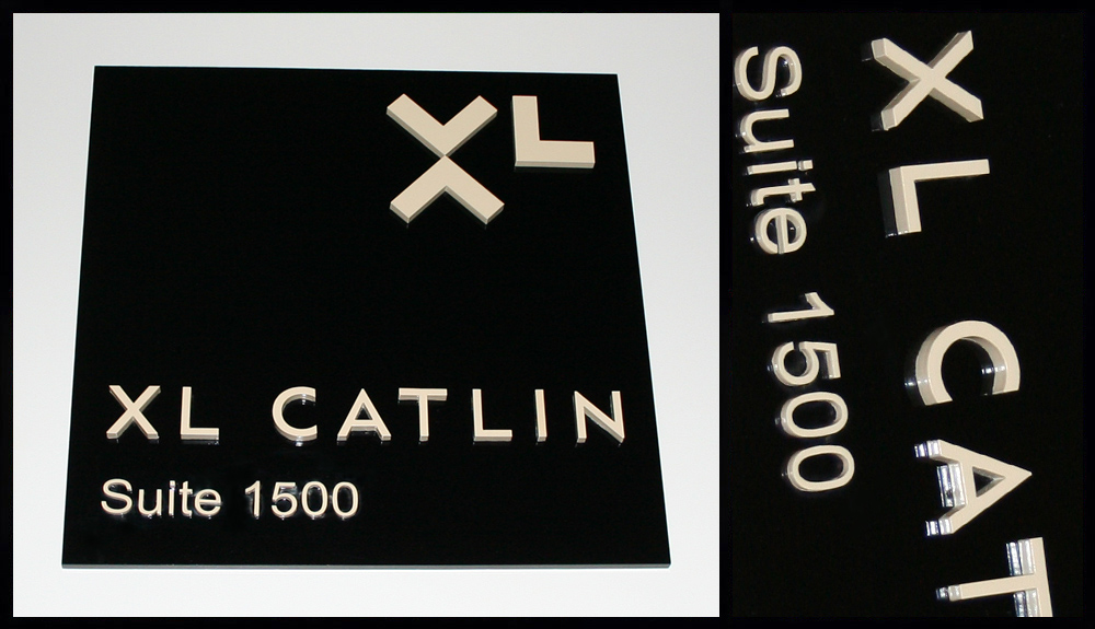 Laser die-cut letters (letters custom painted, any color) and then bonded to a die-cut black Plexi base. Laser die-cut letters (letters custom painted, any color) and then bonded to a die-cut black Plexi base.
