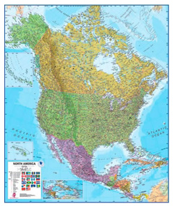Craenen - North America Wall Map with Flags
