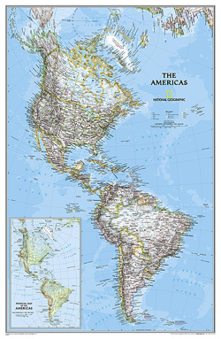 National Geographic - The Americas Political Wall Map