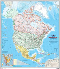 North America Wall Map by Resources Canada
